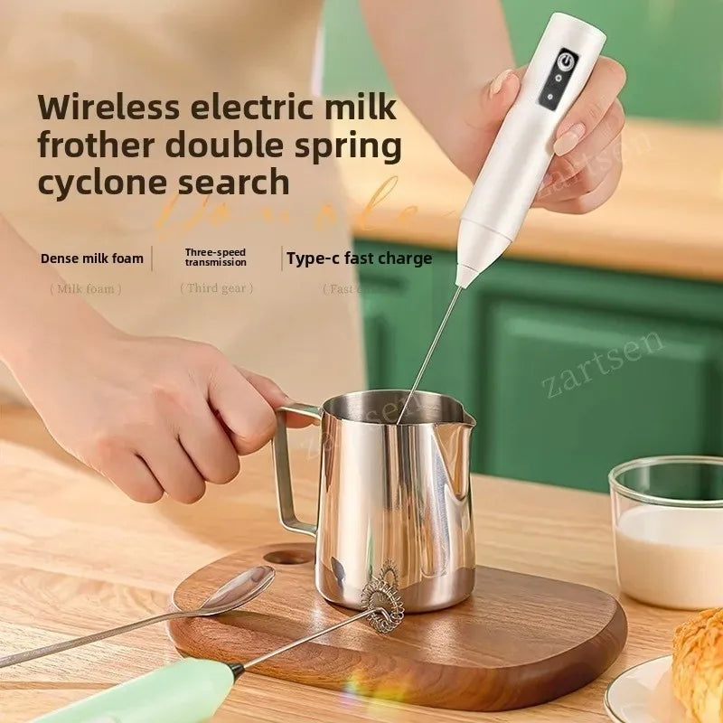 Wireless Milk Frother Electric Type-C Handheld Blender Stainless Steel