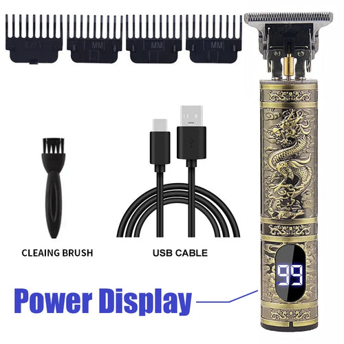 2026 T9 Vintage Hair Clipper Cordless Electric USB Fast Charging