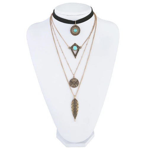 Fashion Bohemian Long Chain Necklace Women Collares Collier Vintage