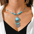 Aihua Bohemia Turquoise Stone Necklace for Women Chokers Collier Femme