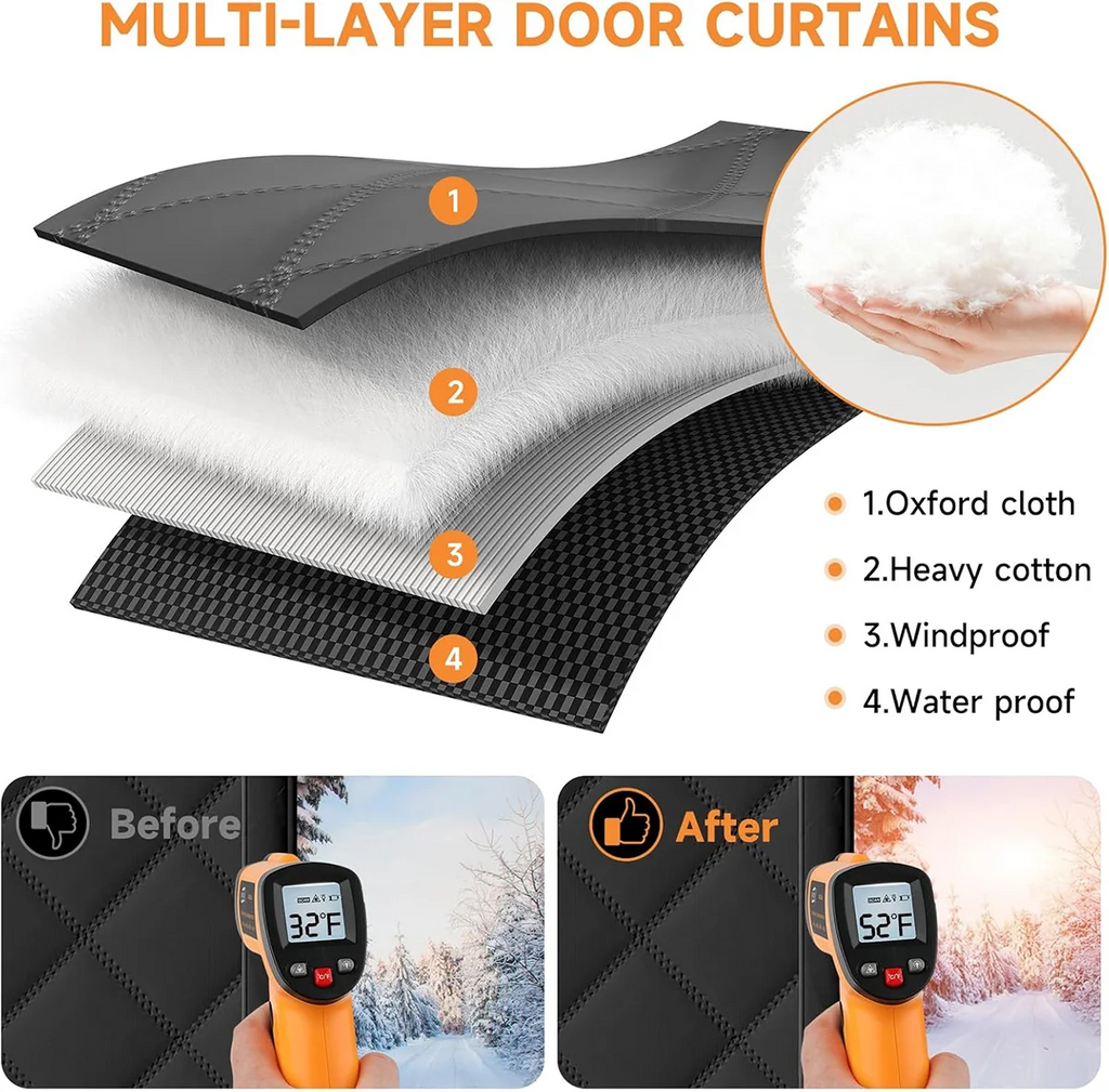 RV Quilted Blackout Thermal Cab Divider Partition Insulation Curtain