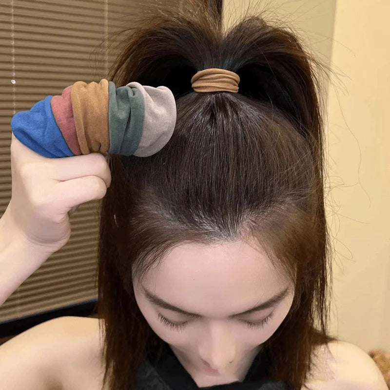 4 Set Solid Widen Thicken Hair Band Ropes Women Ponytail Holder Hair