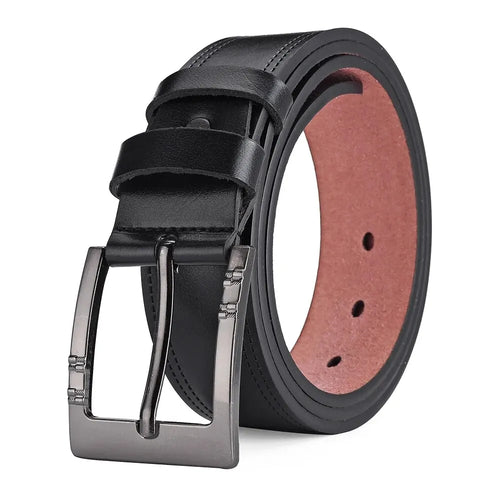 Genuine Leather For Men's High Quality Buckle Jeans Cowskin Casual