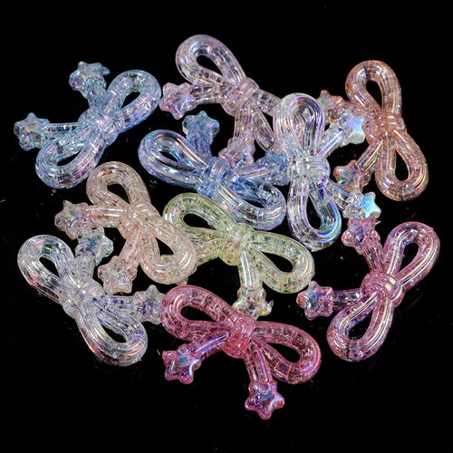 10pcs/lot Colorful Bow Acrylic Beads Sweet Bowknot Charms Loose Spacer