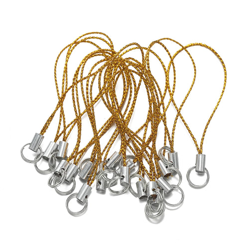 20/50Pcs Polyester Cord with Double Jump Ring Lanyard Rope for