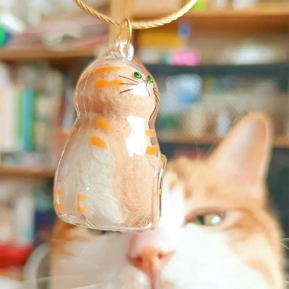 Cat Fur Memorial Charm Resin Keepsake Capsule for Pet Hair Portable