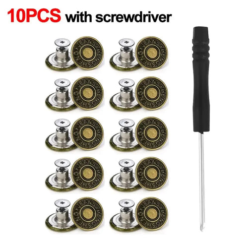 10pcs/Pack 17mm Adjustable Nail-Free Jeans Waist Extender Buttons