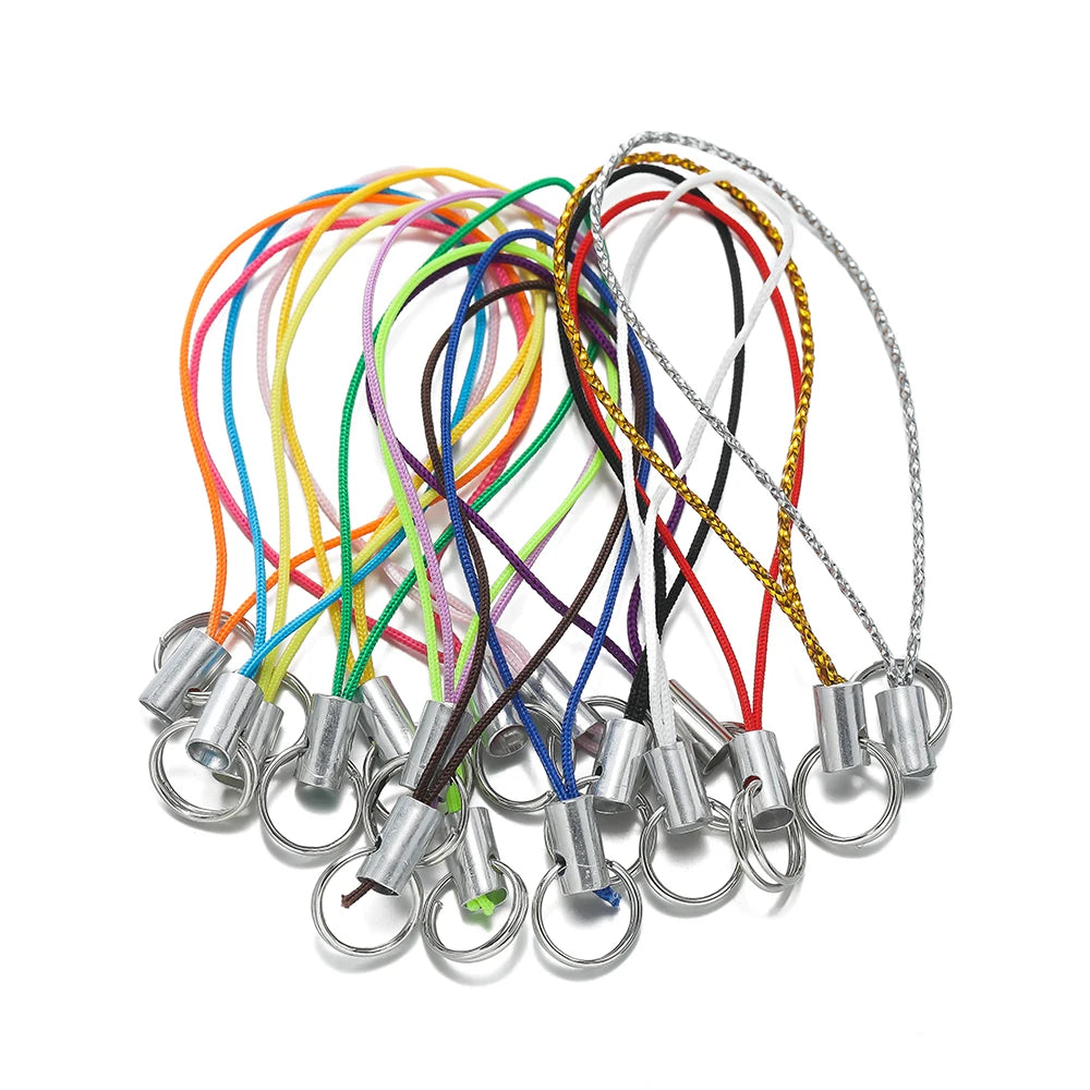 20/50Pcs Polyester Cord with Double Jump Ring Lanyard Rope for