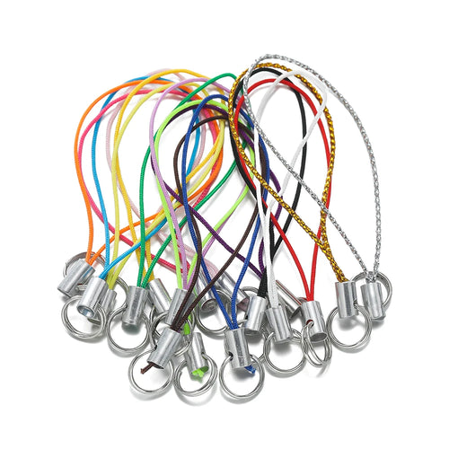 20/50Pcs Polyester Cord with Double Jump Ring Lanyard Rope for