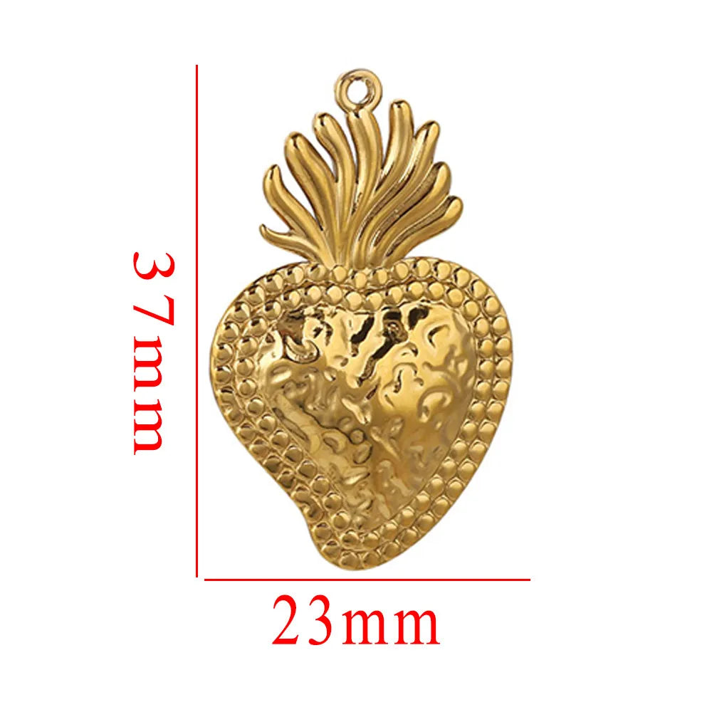 5pcs Stainless Steel Heart Sun Charms Connectors Gold-Plated PVD for