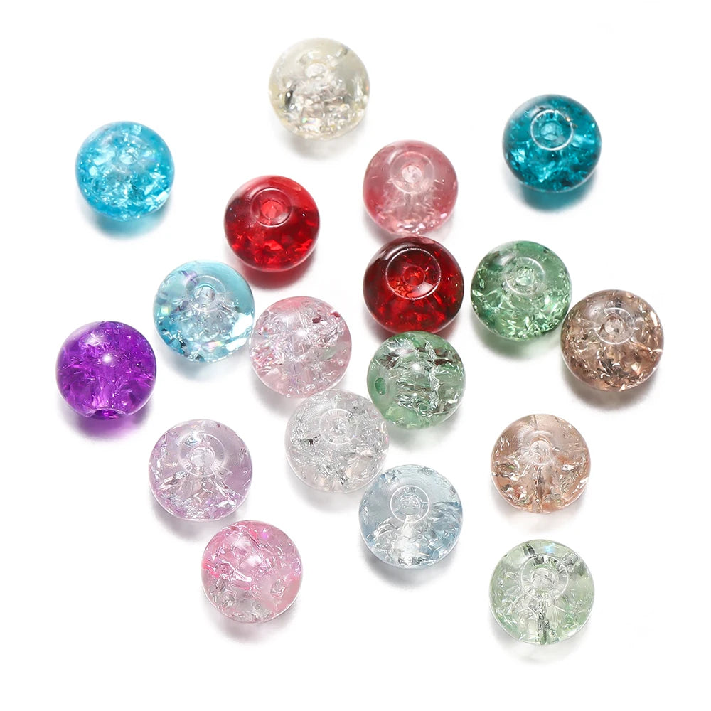 50/100pcs 8mm Glass Crackle Beads Loose Spacer Beads for Jewelry