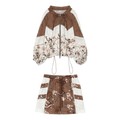 ELFSACK Women's Cute Skirt Set with Vintage Print, Casual Loose Two
