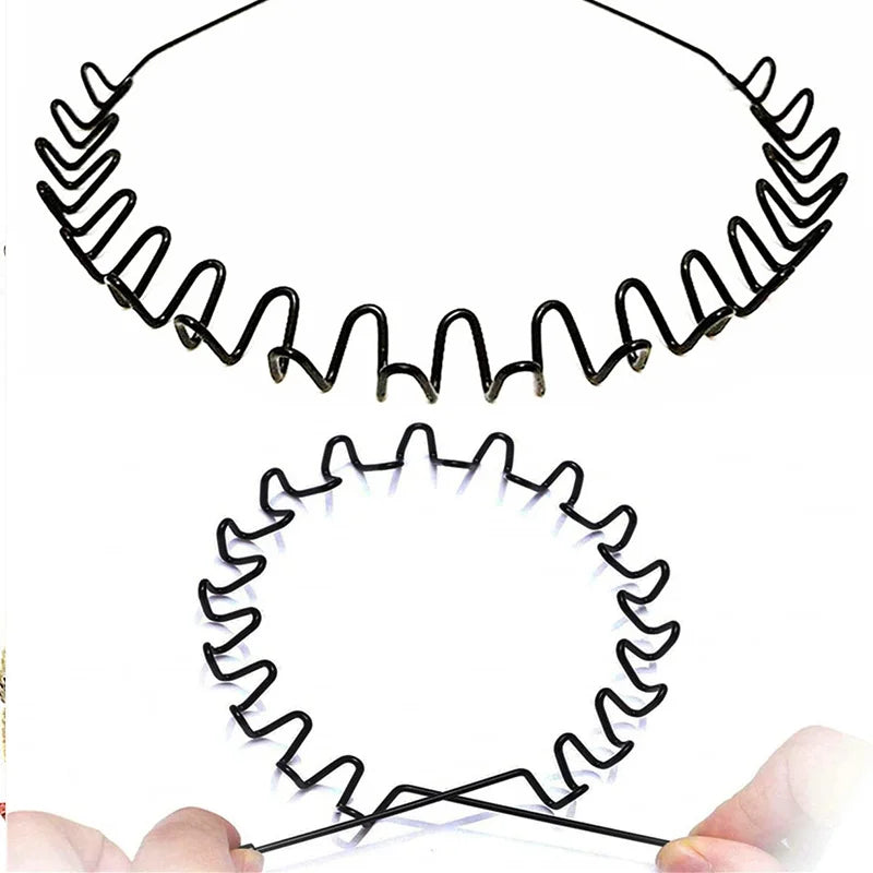 Unisex Black Elastic Non Slip Simple Metal Headbands For Men Women