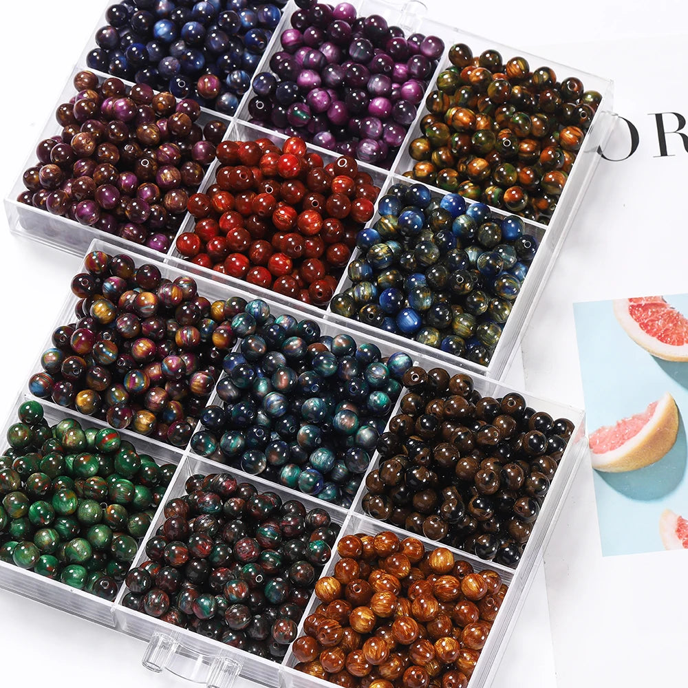 20-50pcs/lot Glitter Mitation Cat Eye Round Resin Bead Loose Beads for