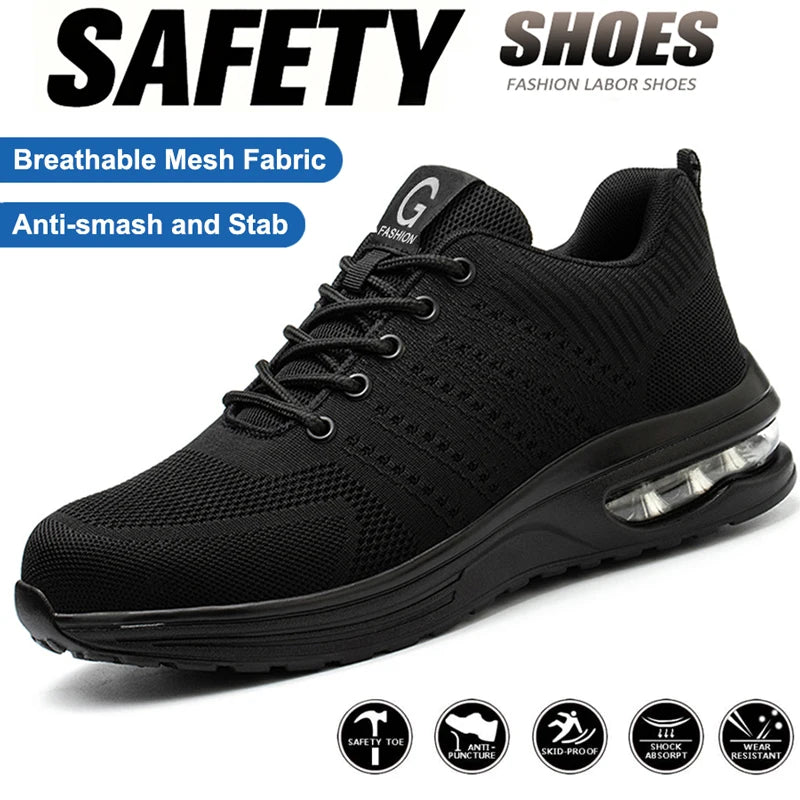 Safety Shoes Men Work Safety Boots Steel Toe Shoes Anti Smash Puncture