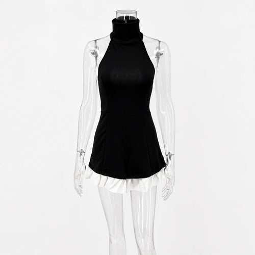 Tossy Ruffled Patchwork Sexy Rompers Female Patchwork Off-Shoulder