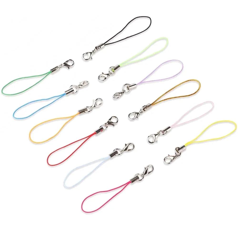 50pcs Mix Color Lobster Clasp Cords Strap Charms Lanyard String Wrist