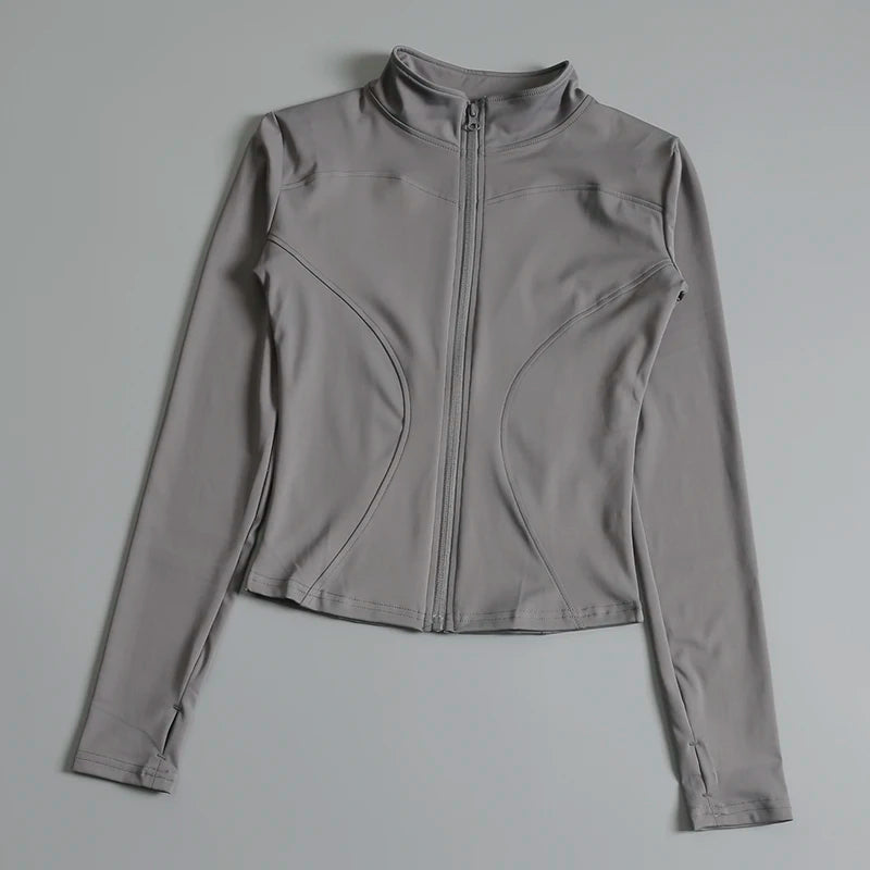 Women Zip Fitness Yoga Shirt Long Sleeve Sports Jacket Gym Top