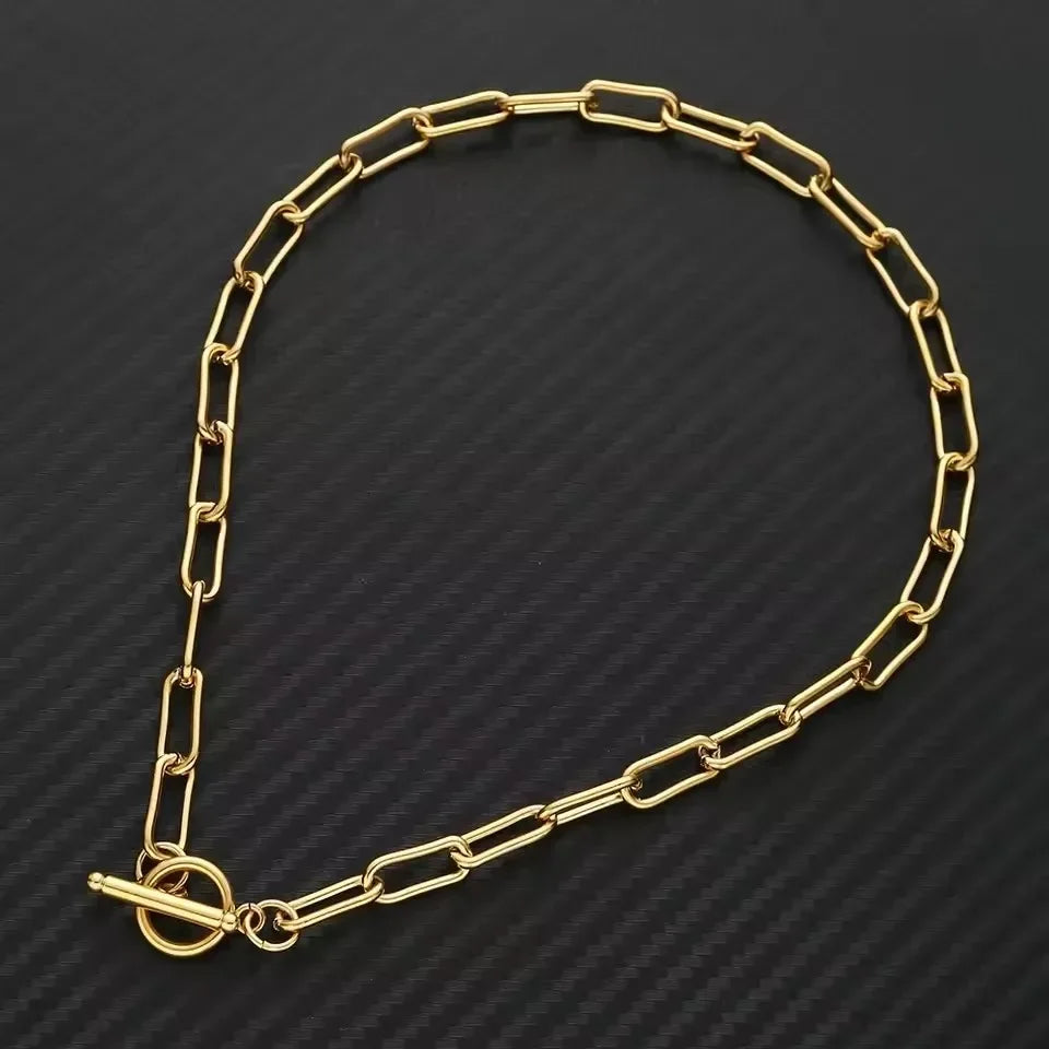 Toggle Clasp Choker Women's Stainless Steel Necklace collar Collier
