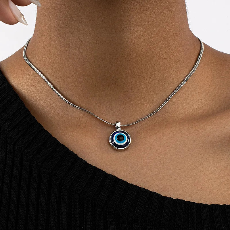 Zircon Evil Eye Necklace for Women Gold Color Choker Chain Turkish