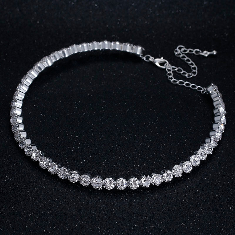 Treazy Bridal Fashion Crystal Rhinestone Choker Necklace Women Wedding