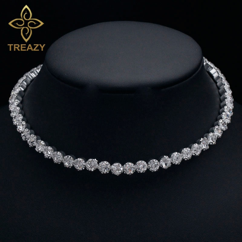 Treazy Bridal Fashion Crystal Rhinestone Choker Necklace Women Wedding