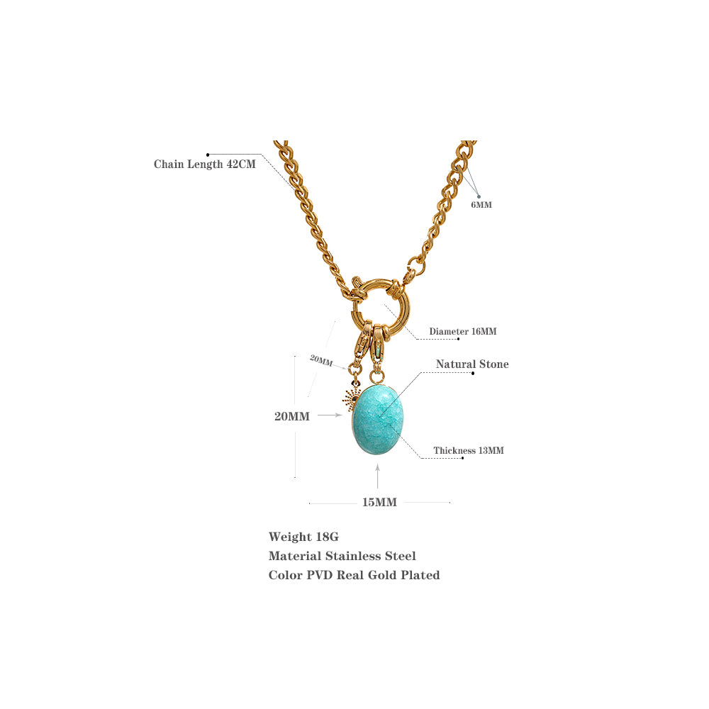 Yhpup Stainless Steel Blue Natural Stone Star Chain Collar Necklace