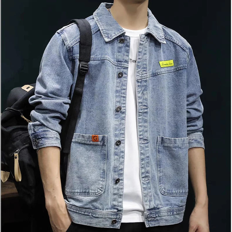 Spring Autumn Men's Denim Jackets Fashion Men Retro Multil-Pocket Streetwear Jeans Jackets Vintage Men Loose Denim Jackets