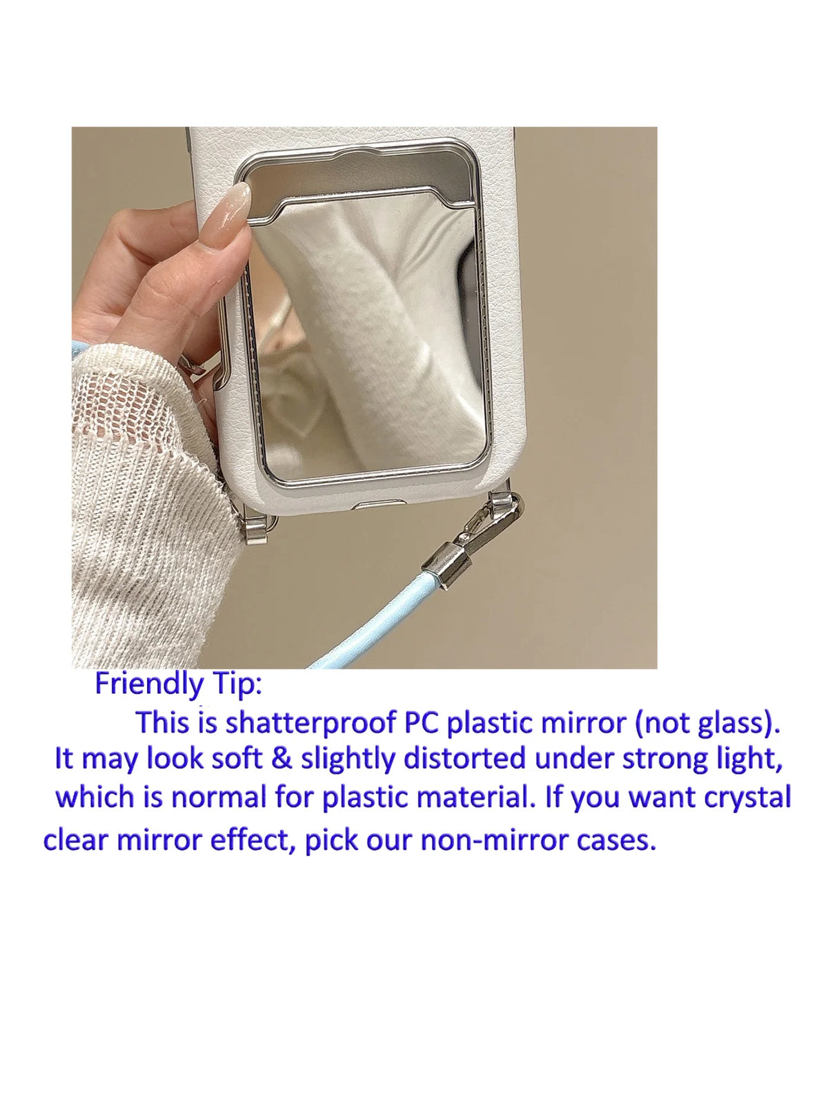 Cute Bow Mirror Card Holder Phone Case For IPhone17 16 15 14 13 Pro Max, Blue Ribbon Wallet Card Slot Case With Wrist Strap,