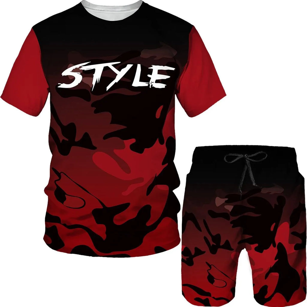 Camouflage Men's Suits Camo 3D Print T-Shirts Shorts 2-Piece Sets Casual Tracksuits Streetwear Oversized Outfits Man Clothing