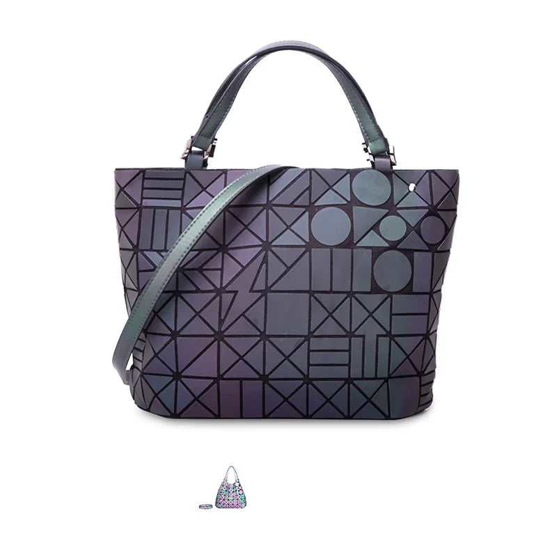 Luminous Bag Geometric Bags for Women 2021 Quilted Shoulder Bags Set Folding Totes Sac a Main Femme Handbags Bolsa Feminina