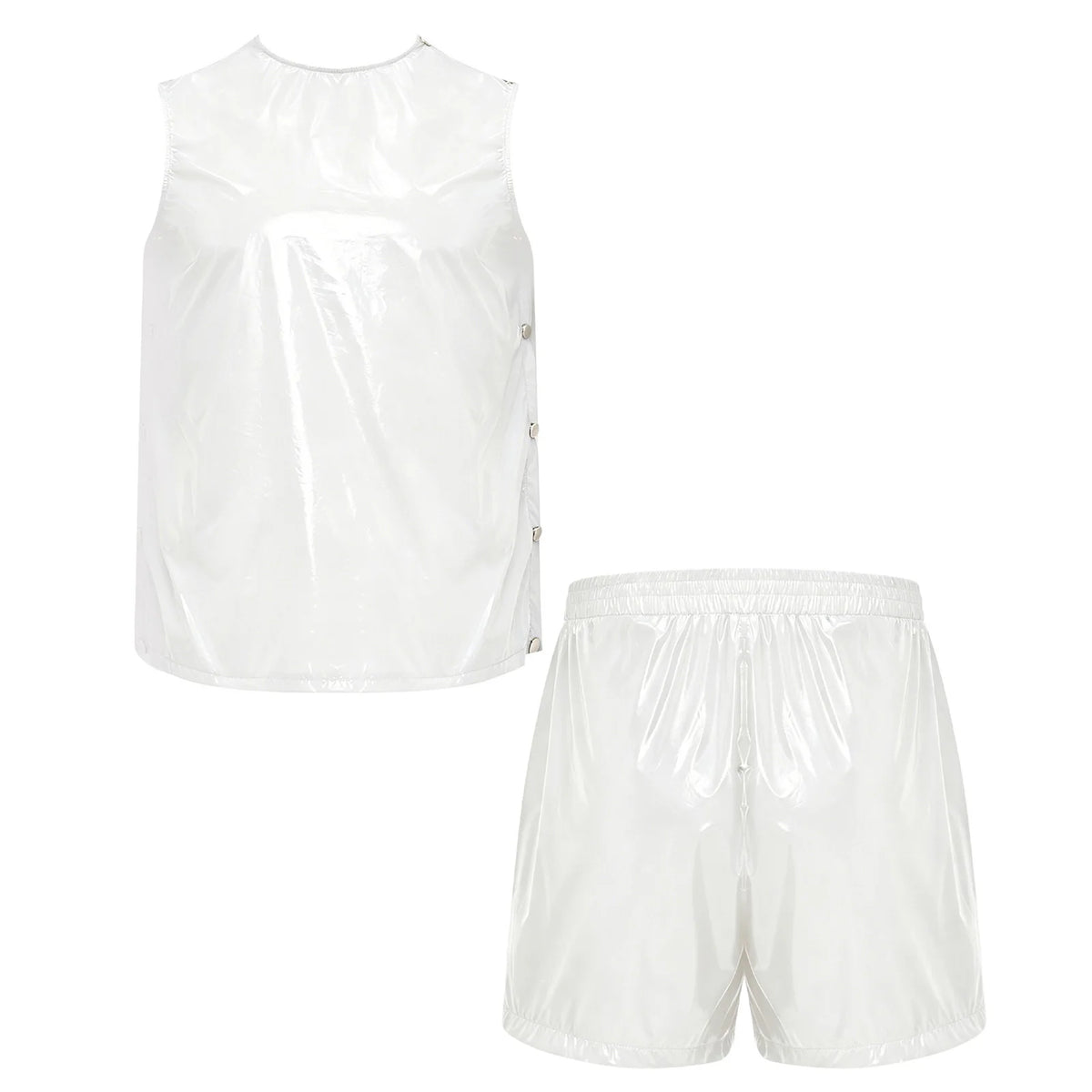 Mens Waterproof Sweat Tracksuit Sleeveless Tank Tops and Sides Buttons Boxer Shorts Workout Outfit for Senior Assisted Living