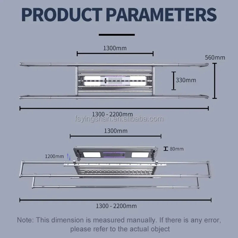 Smart Home Electric Space Saving Aluminum Foldable Dryer Rack Remote Control Multifunctional LED Lighting Sensor for