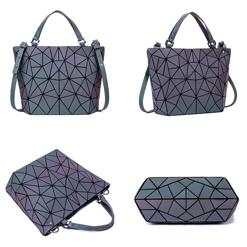 Luminous Bag Geometric Bags for Women 2021 Quilted Shoulder Bags Set Folding Totes Sac a Main Femme Handbags Bolsa Feminina