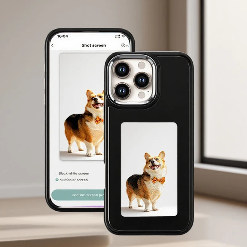 DIY E-Ink Screen Phone Case NFC for iPhone 15 14 13 Pro Max Wireless Transmission 3.7 Inch Screen Phone Case Accessories