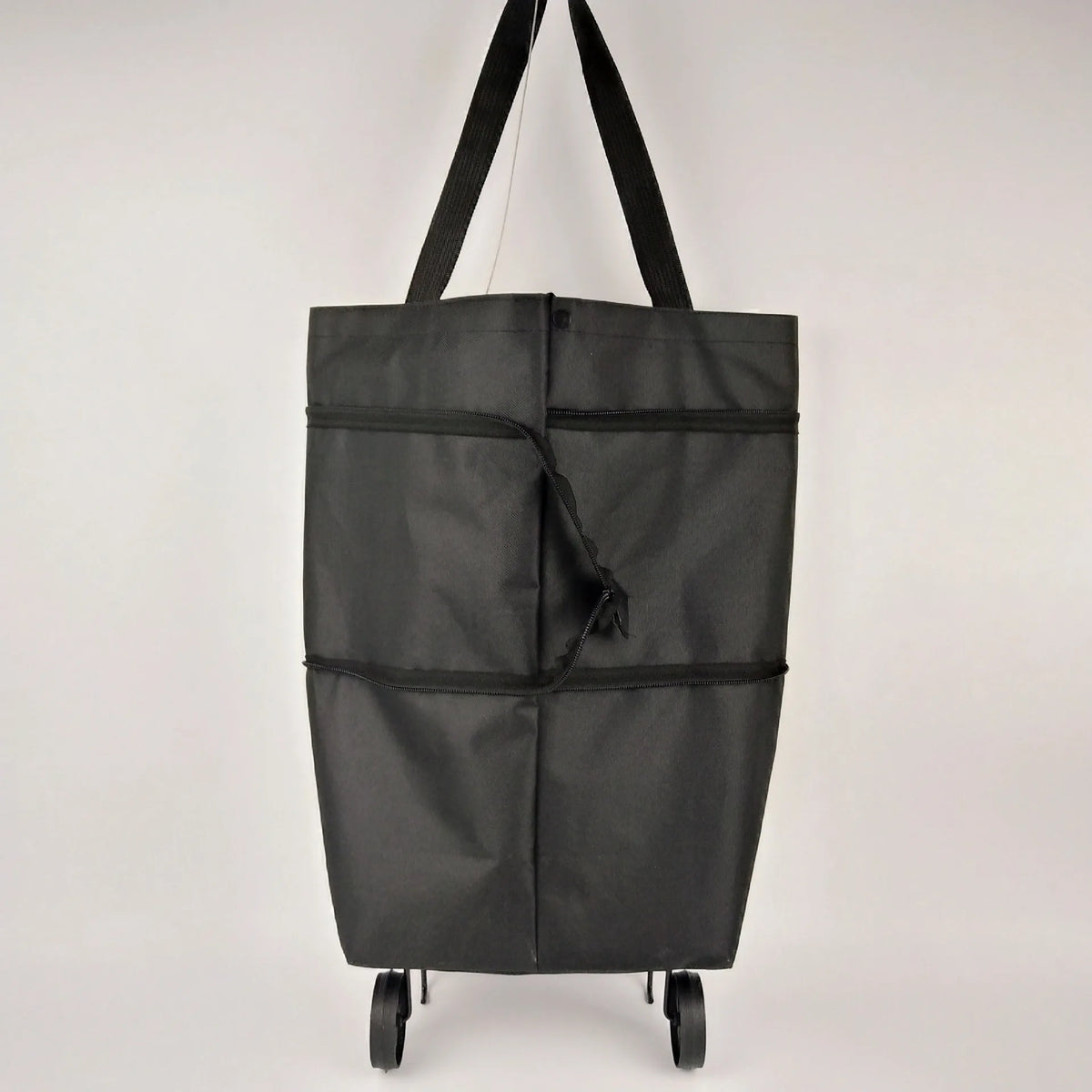 Foldable Shopping Bags with Wheels Portable Roller Tote Grocery Market Cart Caddy Oxford Fabric Reuseable Lightweight Bags Green