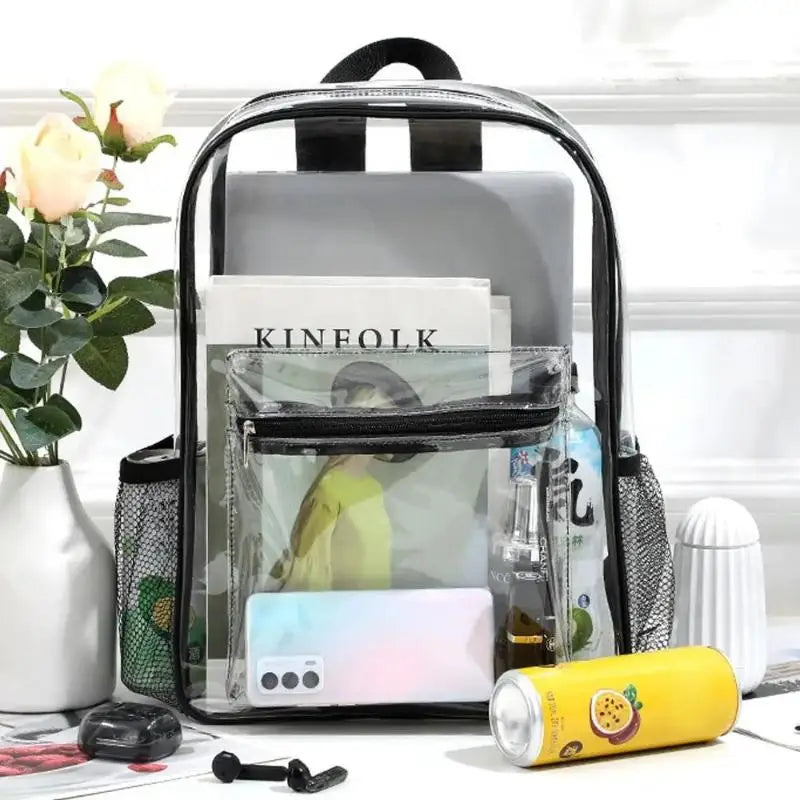 Travel Visible Backpack Large Capacity Waterproof Shoulders Bag Transparent PVC Outdoor Sports Fitness Knapsack Casual