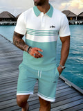 2026 Summer Men's Polo Shirt Set - 3D Printed Design Breathable Lightweight Comfortable Fashionable Outdoor Men's Clothing