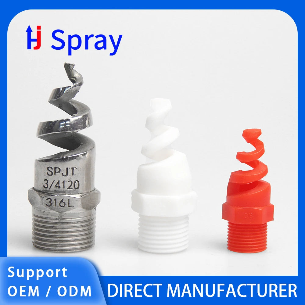 Huajue Plastic Spiral Spray Nozzle 1/4 Inch  5pcs Full Cone Spray Nozzle Uniform Atomizing Nozzle for Cleaning Dust Removal