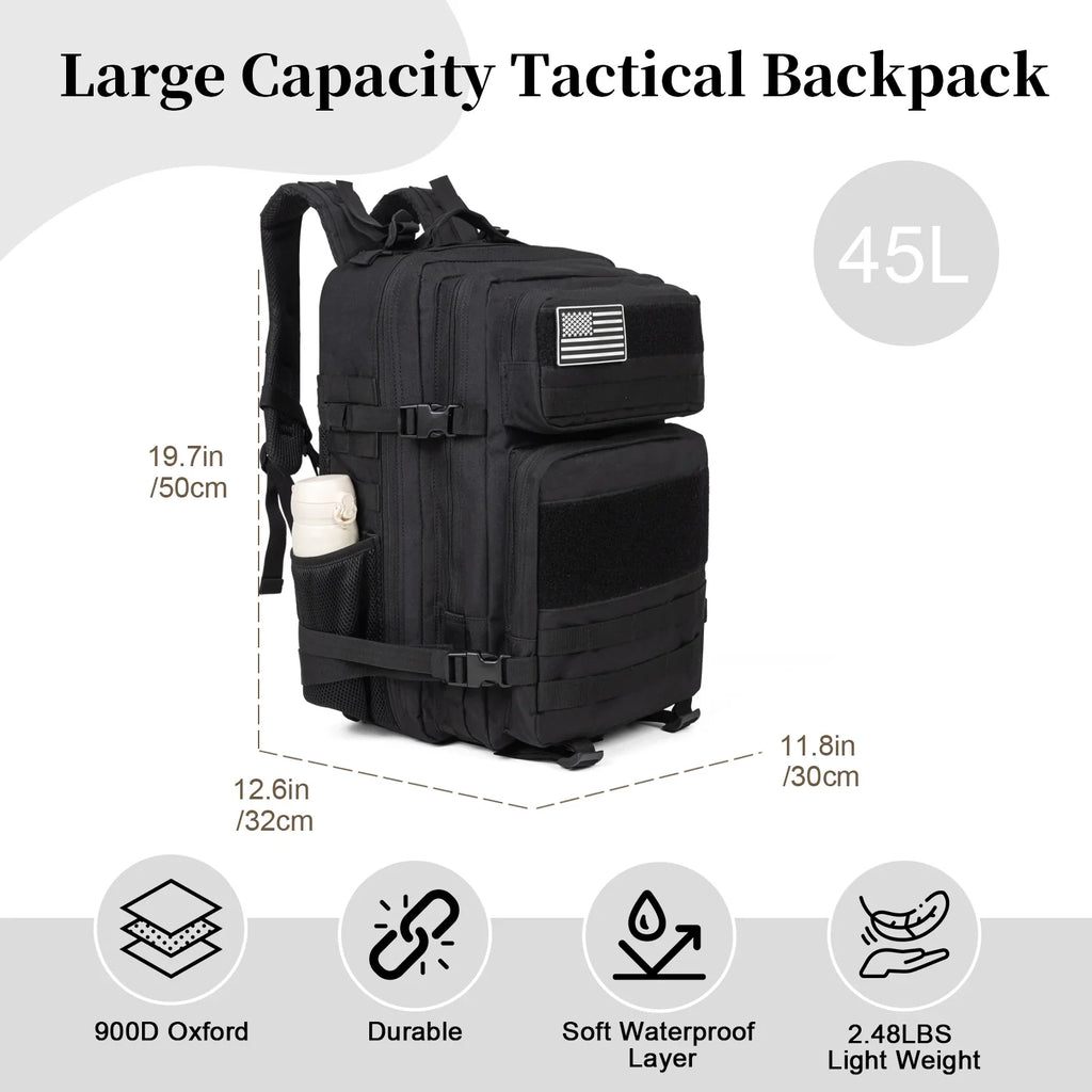60L Army Military Tactical Backpack Men's Travel Large Capacity Rucksacks Men Waterproof Outdoor Sports Multi-functional Bags