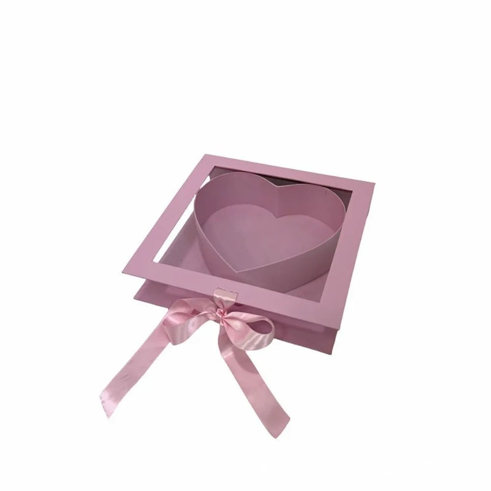 Transparent Window Mother's Day Gift Box Fillable Elegant Gift Packaging Box Romantic Cardboard Floral Packaging Box