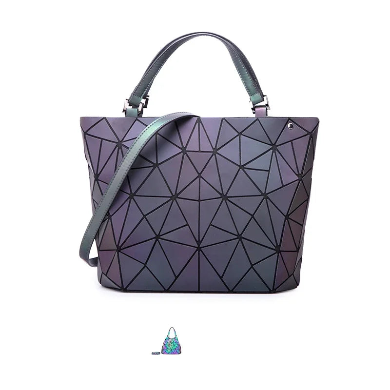 Luminous Bag Geometric Bags for Women 2021 Quilted Shoulder Bags Set Folding Totes Sac a Main Femme Handbags Bolsa Feminina