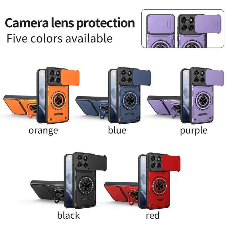 For Motorola Moto Edge 70 60 50 Fusion G86 G56 G15 G05 Case Sliding Camera Cover Magnetic Ring Kickstand Shockproof Hybrid Phone