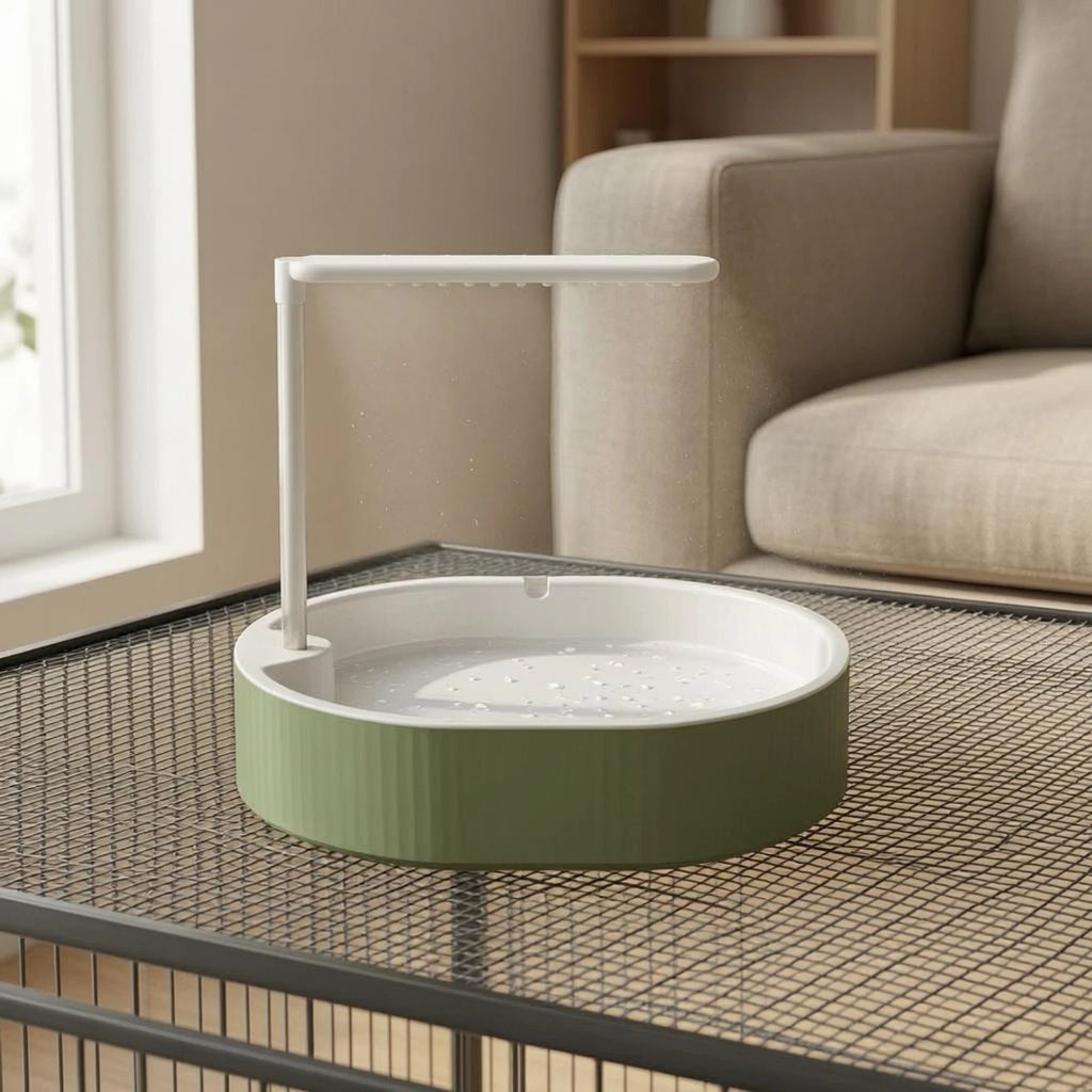 Parrot Bath Basin Green and White Bird Shower Bath Parrot Bathtub Plastic Pet Accessory Transparent
