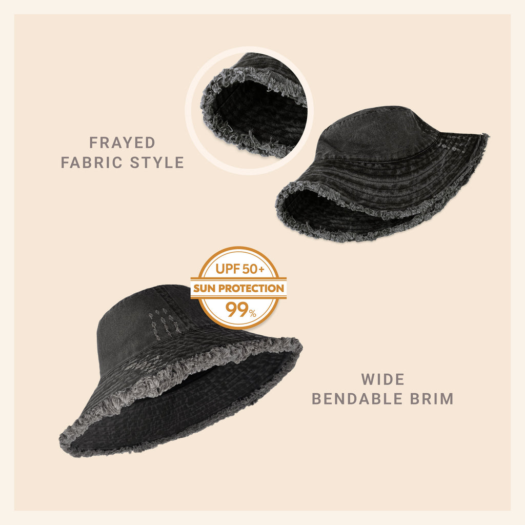 Frayed Cotton Bucket Hat for Summer – Stylish Casual Cotton Sun Hat