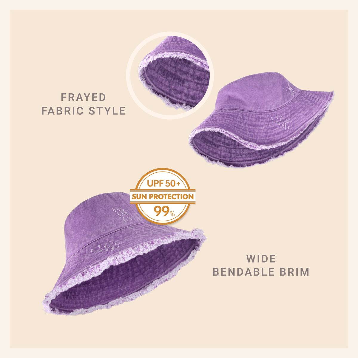 Frayed Cotton Bucket Hat for Summer – Stylish Casual Cotton Sun Hat