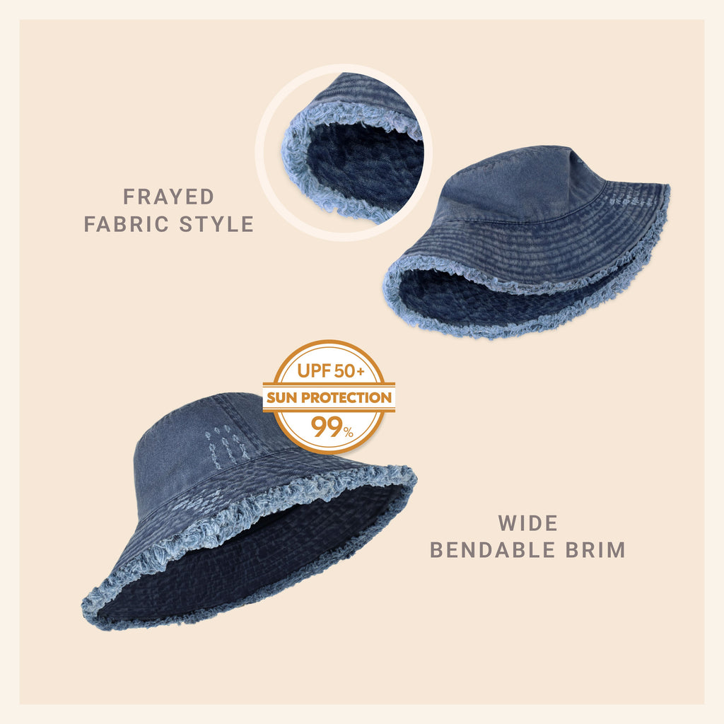 Frayed Cotton Bucket Hat for Summer – Stylish Casual Cotton Sun Hat