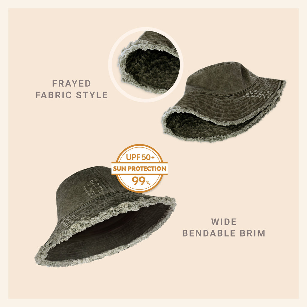 Frayed Cotton Bucket Hat for Summer – Stylish Casual Cotton Sun Hat