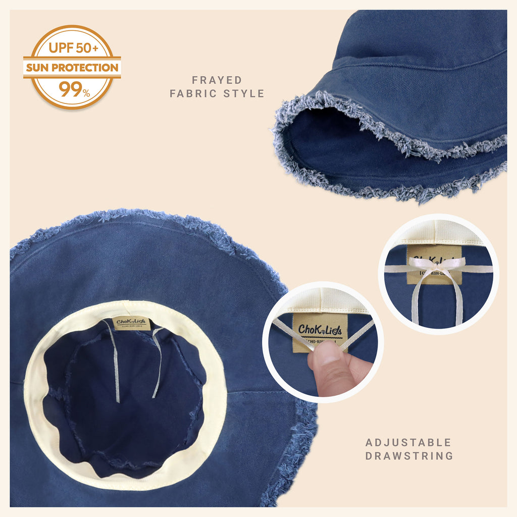 Frayed Cotton Bucket Hat for Summer – Stylish Casual Cotton Sun Hat