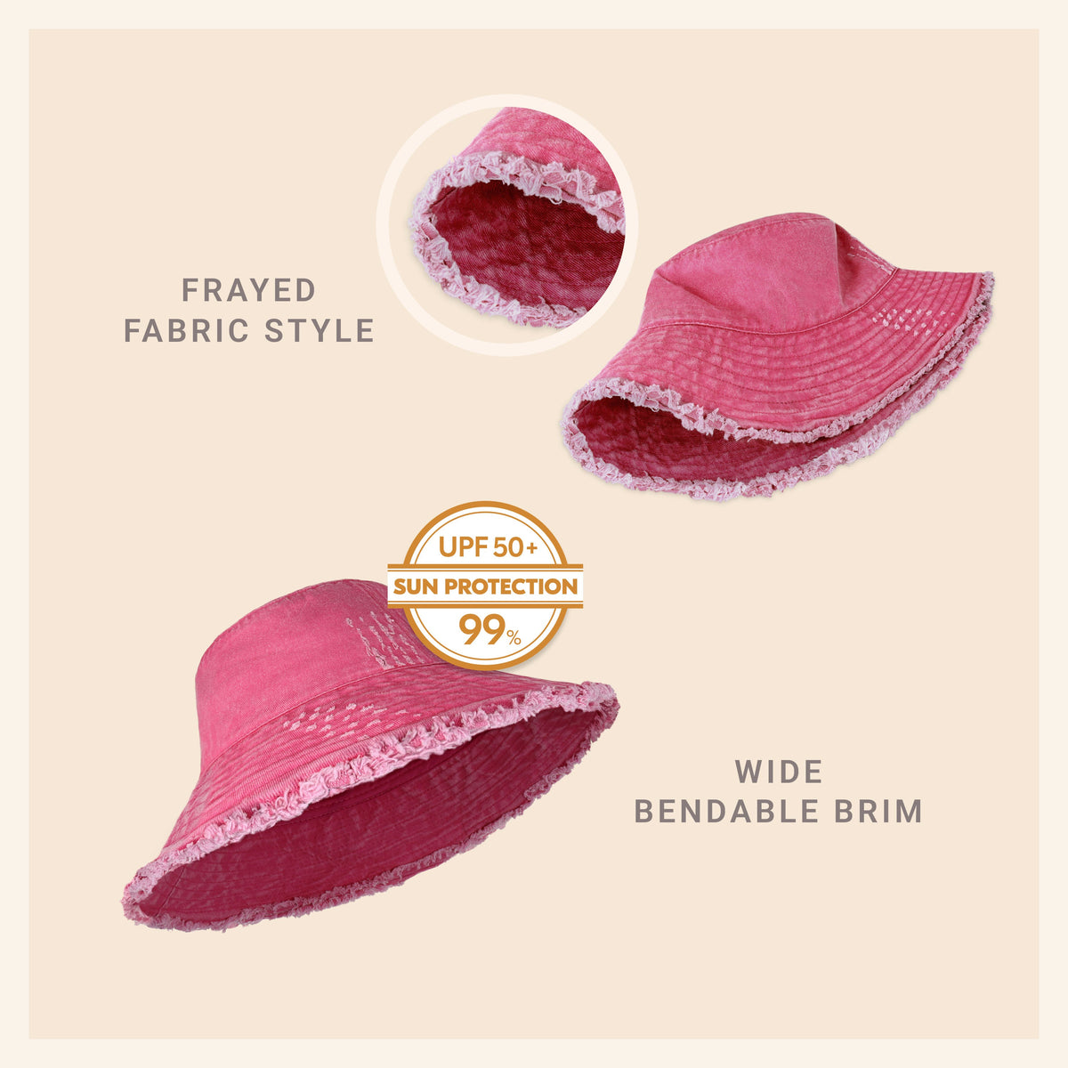 Frayed Cotton Bucket Hat for Summer – Stylish Casual Cotton Sun Hat